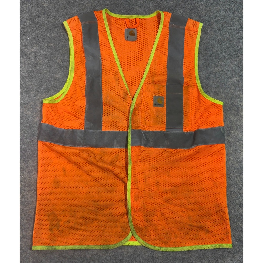 Carhartt Mens High Visibility Mesh Safety Vest Orange Reflective 100501 Size M